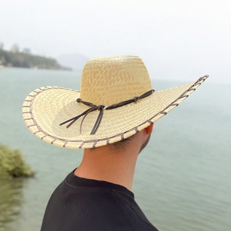 Carandá Muladeiro straw hat with interlaced leather