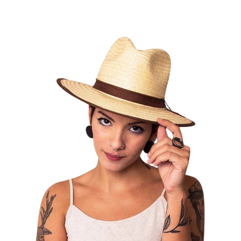 Sombrero de paja con banda elástica